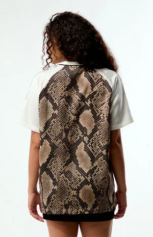Snakeskin Print Satin Short Sleeve Oversized Jersey image number 3