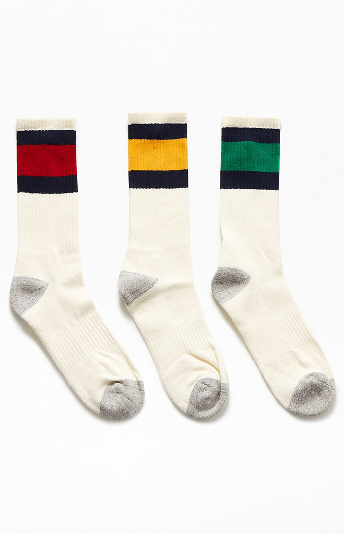 Polo Ralph Lauren 3 Pack Vintage Stripe Crew Socks PacSun