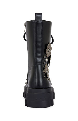 Women's Orquidea Black 3D Flower Combat Boots image number 3