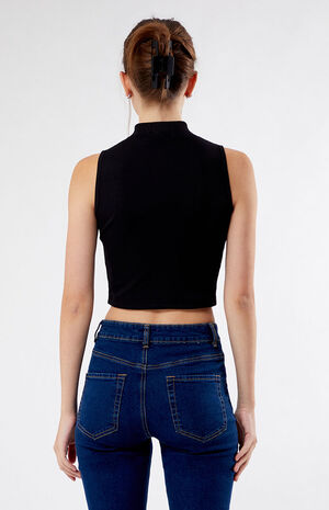 Black Mock Neck Tank Top image number 4