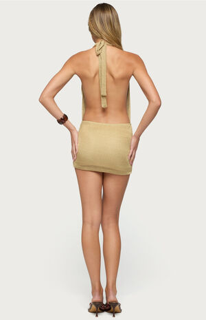 Viviene Backless Metallic Knit Mini Dress image number 3