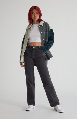 Black Low Rise Carpenter Pants image number 1