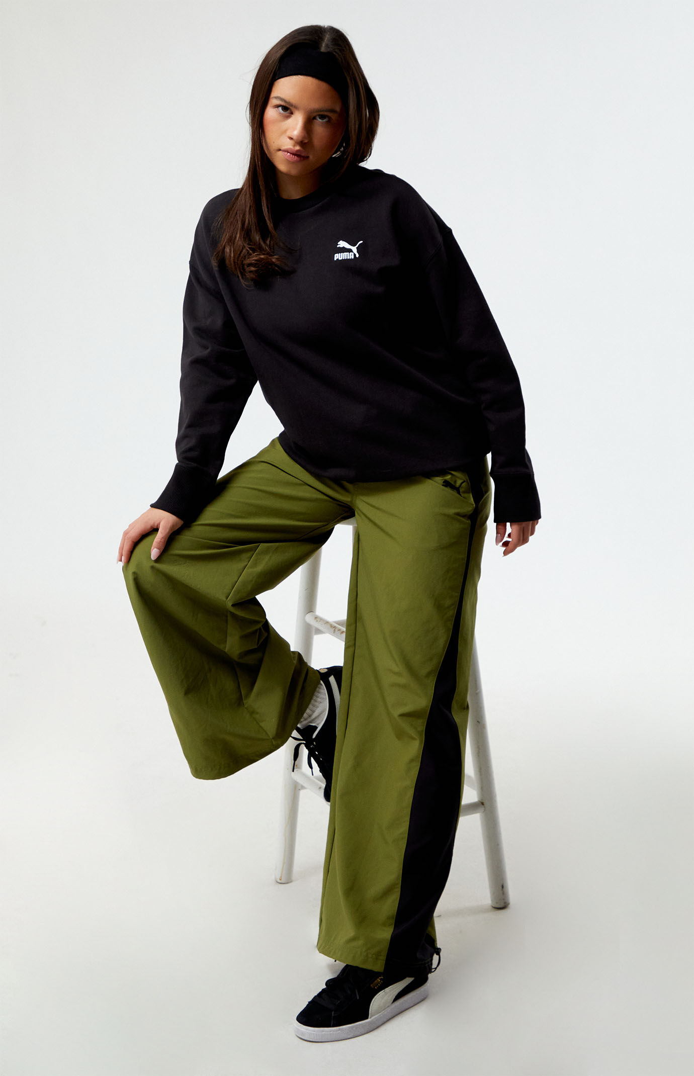 Puma Black Relaxed Crew Neck Sweatshirt