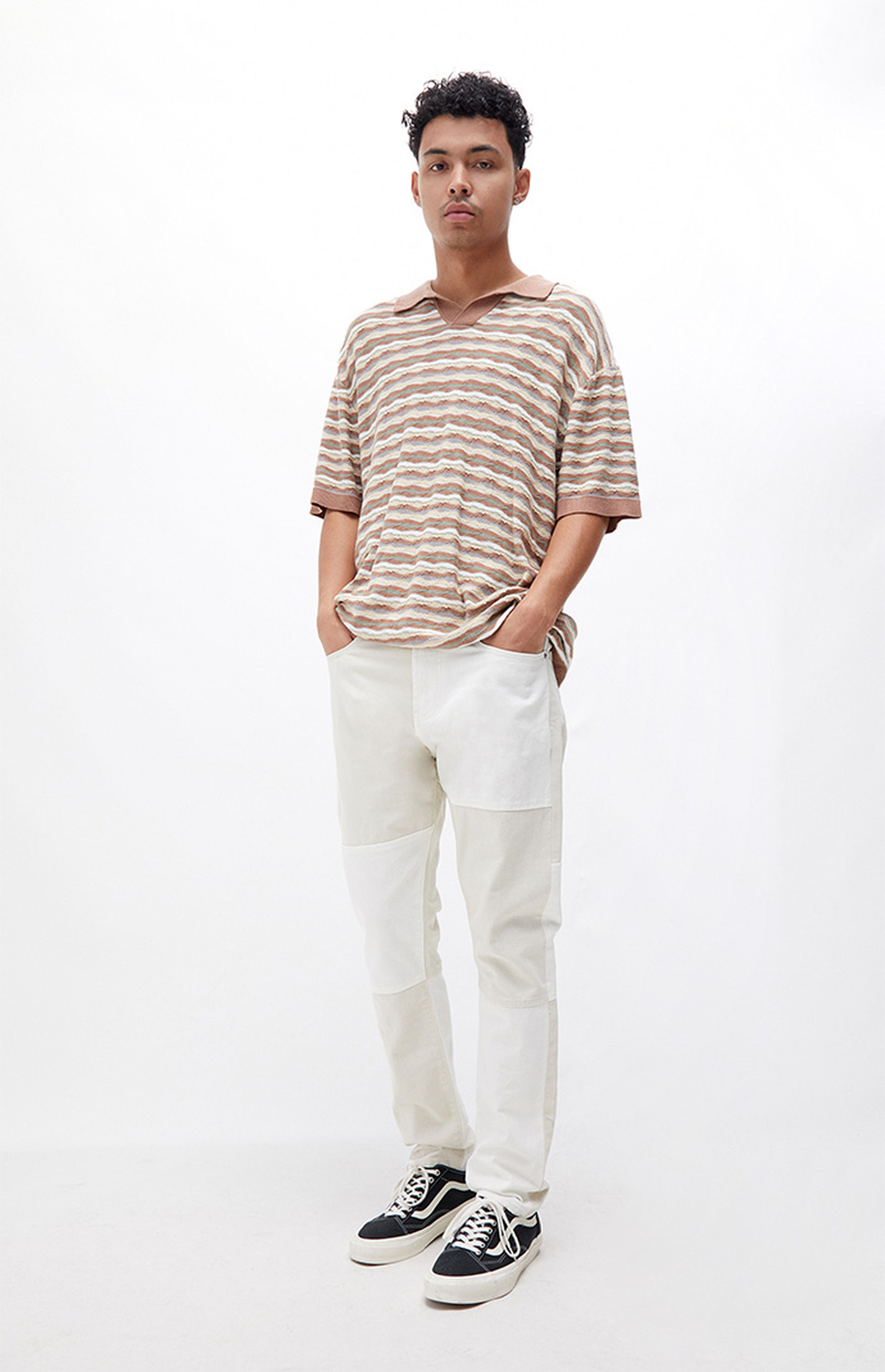 PacSun Eco Cream Slim Taper Patchwork Jeans PacSun