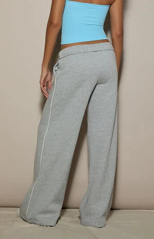 Contrast Piping Ultra Soft Fleece Baggy Sweatpants image number 4