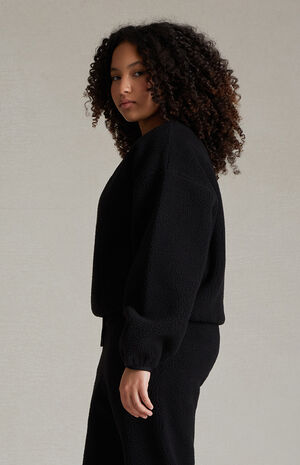 Essentials Jet Black Polar Fleece Crew Neck Sweatshirt image number 3