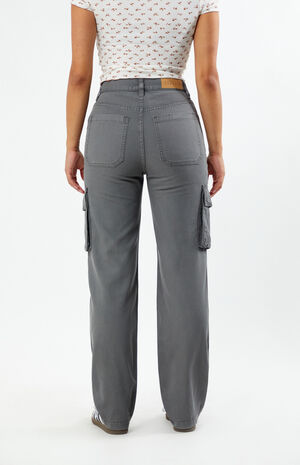 Gray Cargo Dad Jeans image number 4