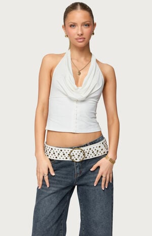 Hook & Eye Cowl Neck Halter Top image number 2
