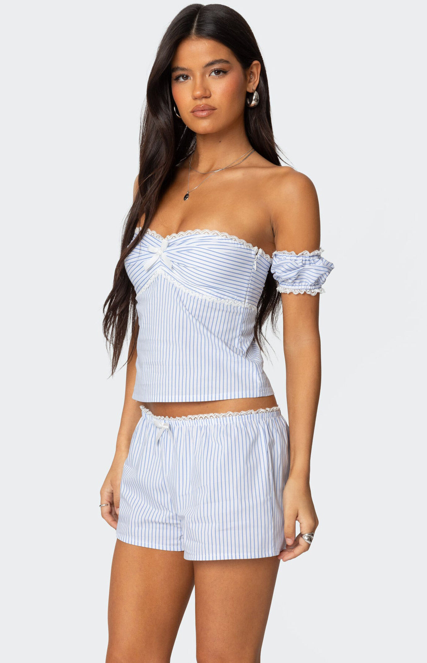 Edikted Taryn Off Shoulder Striped Top