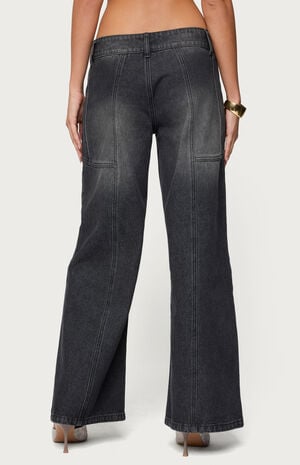 Charlize Stitched Washed Low Rise Baggy Jeans image number 3