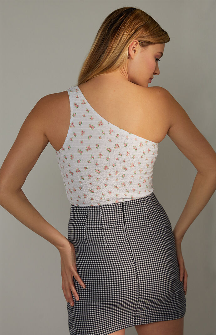Smocked One Shoulder Tank Top