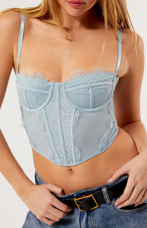 Lace Trim Mesh Corset Top image number 2