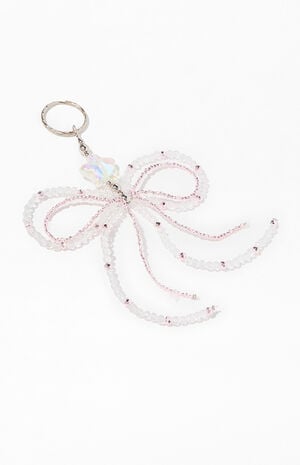 Beaded Bow Bag Charm Keychain Beaded Bow Bag Charm Keychain image number 2