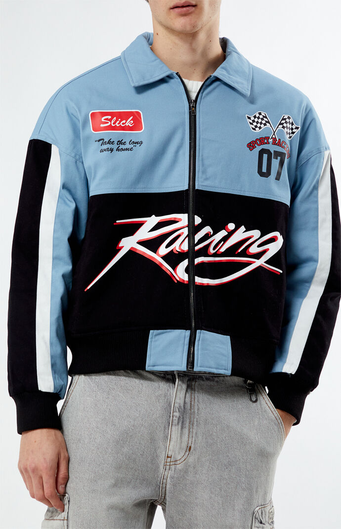 S COACH Lightweight Varsity Jacket ブルー COACH® | Shrunken Leather Varsity Jacket