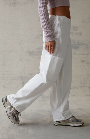 White Cargo Parachute Pants image number 4