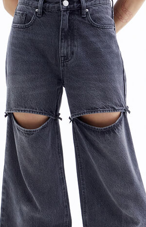 Cali Black Bow Baggy Boyfriend Jeans image number 4