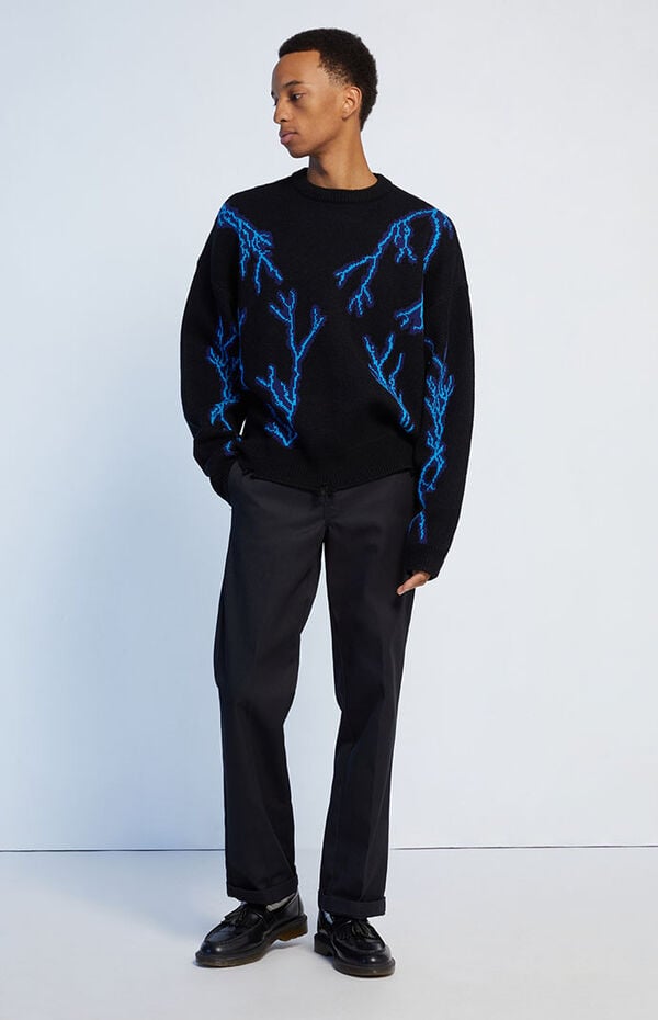 Pacsun Lightning Cropped Crew Neck Sweater PacSun