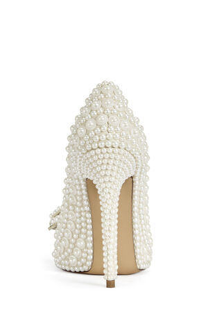 Women's Naamah White Pearl Stiletto Pumps image number 3