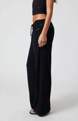 Linen Studded Low Rise Baggy Pants image number 3