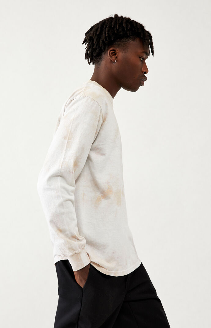 Tan & White Crystal Wash Long Sleeve T-Shirt