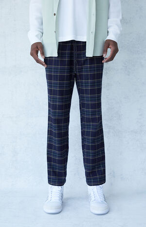 Arlo Navy Plaid Menswear Trousers image number 1