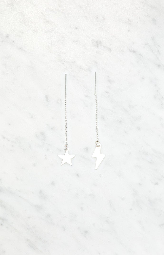 Brandy Melville Lightning Bolt Star Drop Earrings PacSun