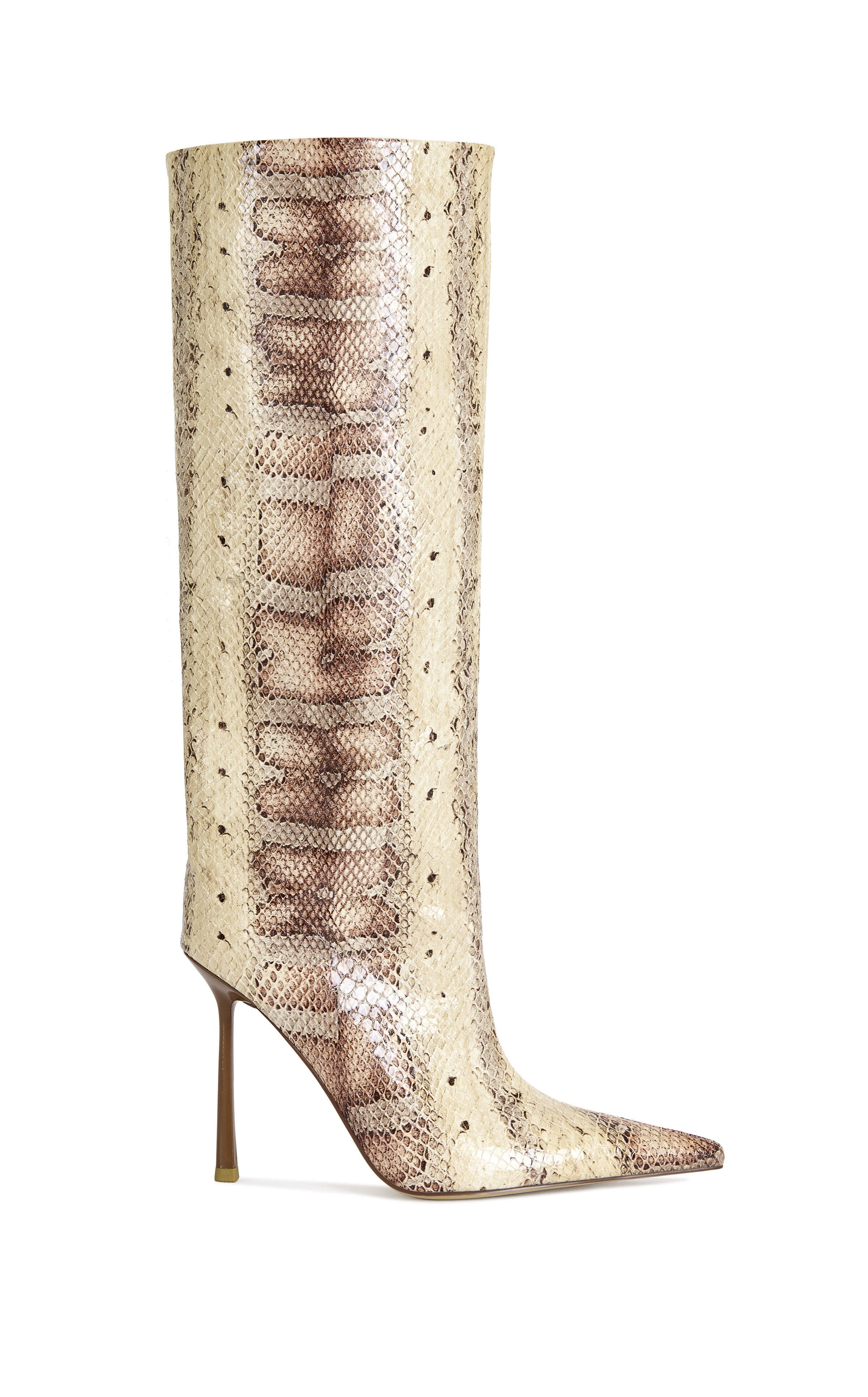 AZALEA WANG Women's Madeye Nude Snake Stiletto Boots