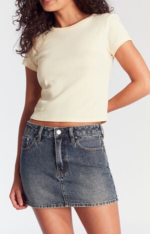 Bella Dark Indigo Mid Rise Denim Mini Skirt Bella Dark Indigo Mid Rise Denim Mini Skirt image number 2