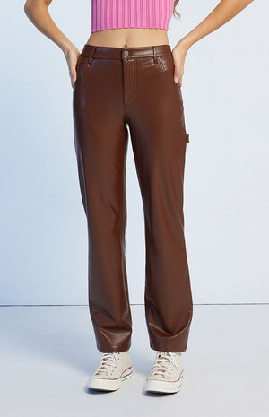 Faux Leather Carpenter Pants image number 2