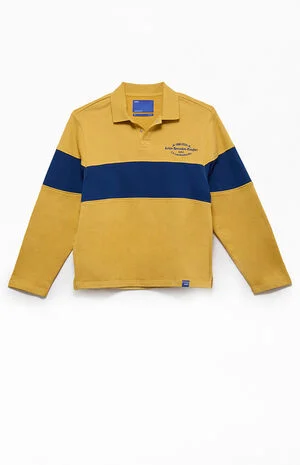 Yellow Long Sleeve Rugby Polo Shirt image number 1