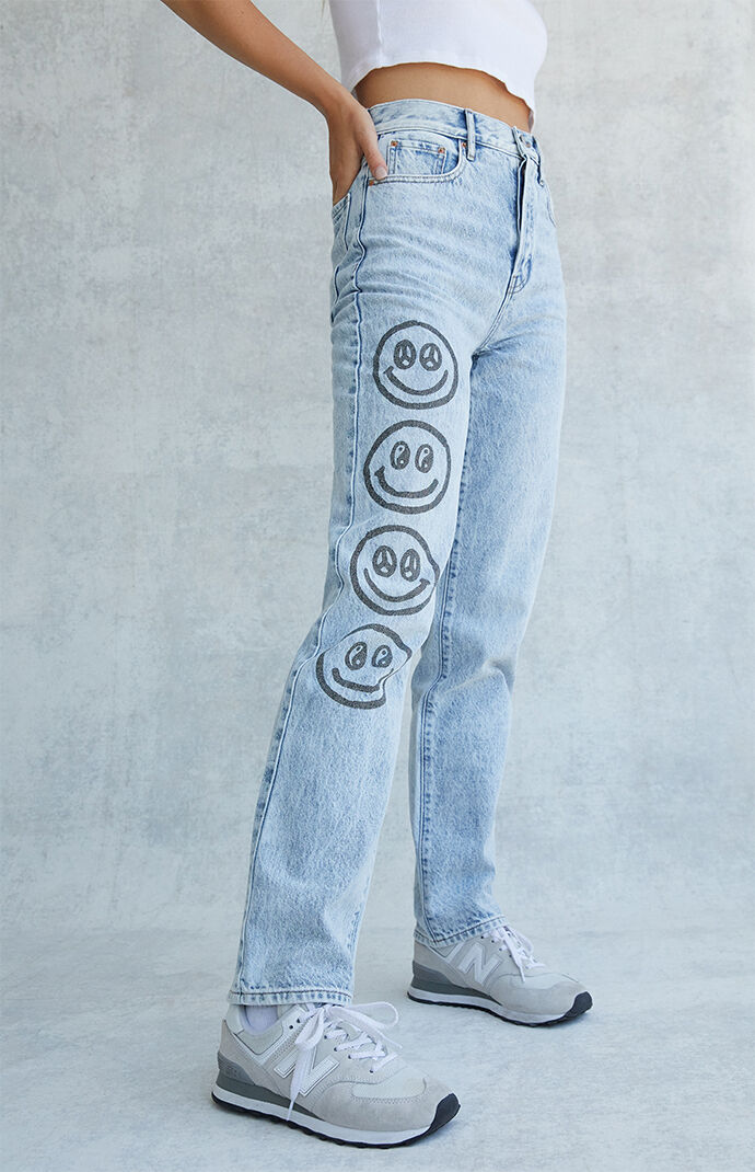 pink smiley face jeans