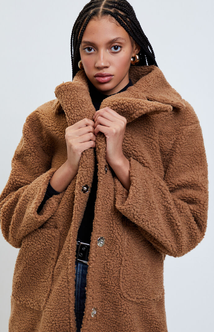 extra long teddy coat