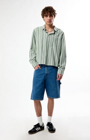 Light Green Striped Hutton Long Sleeve Shirt image number 2