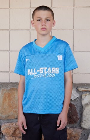 All Stars Light Blue Mesh Soccer Jersey