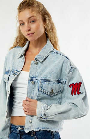 Mississippi Ole Miss Frayed Cropped Denim Jacket image number 2