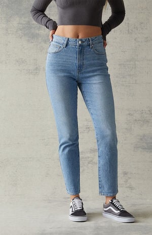 Eco Light Blue Stretch  Mom Jeans image number 2