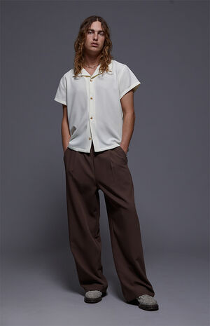 by Pacsun Kane Baggy Trousers Stretch Pleated Brown image number 2
