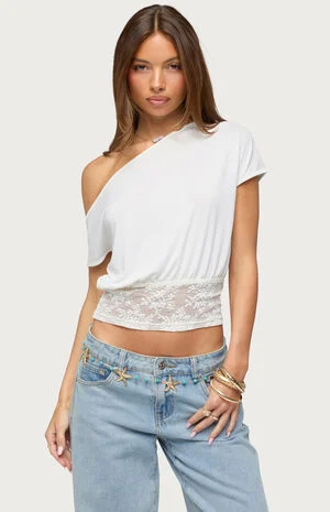 Michy Off-The-Shoulder Lace Top image number 1