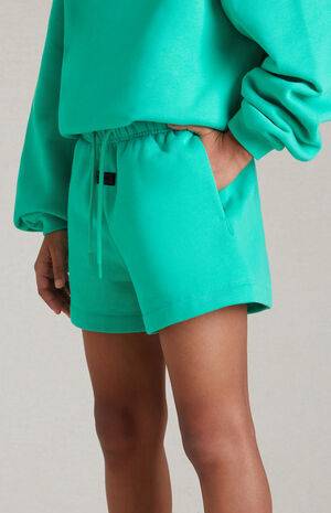 Essentials Mint Leaf Fleece Running Shorts image number 4
