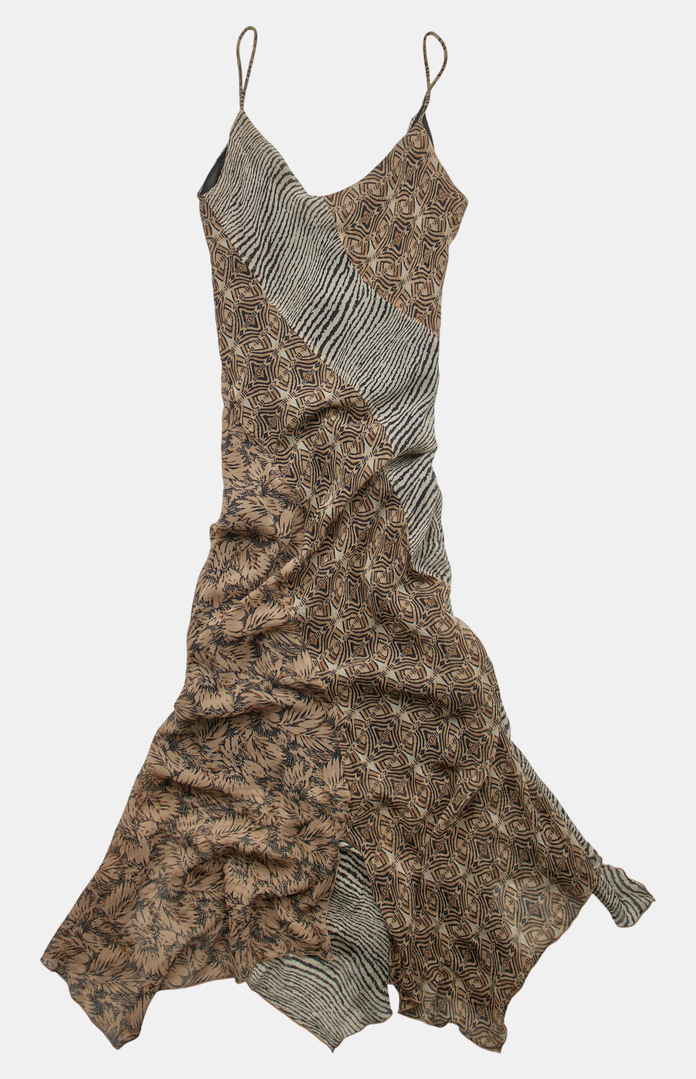 PS VINTAGE 2000s Zebra Midi V-Neck Dress