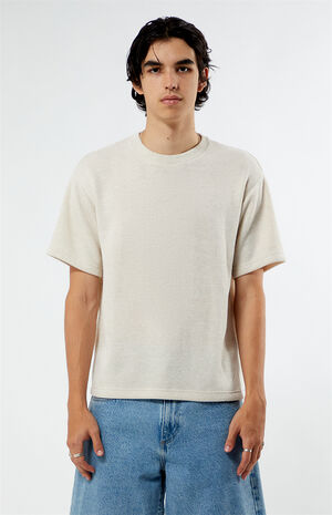 Cream Grain Knit Oversized T-Shirt image number 1