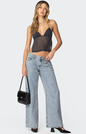 Contrast Heart Washed Low Rise Jeans image number 5