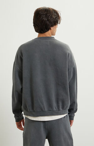 Black Vintage Wash Heavyweight Fleece Crew Neck Sweatshirt image number 4