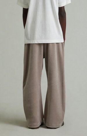 Kids Smoke Grey Velour Flare Sweatpants image number 6