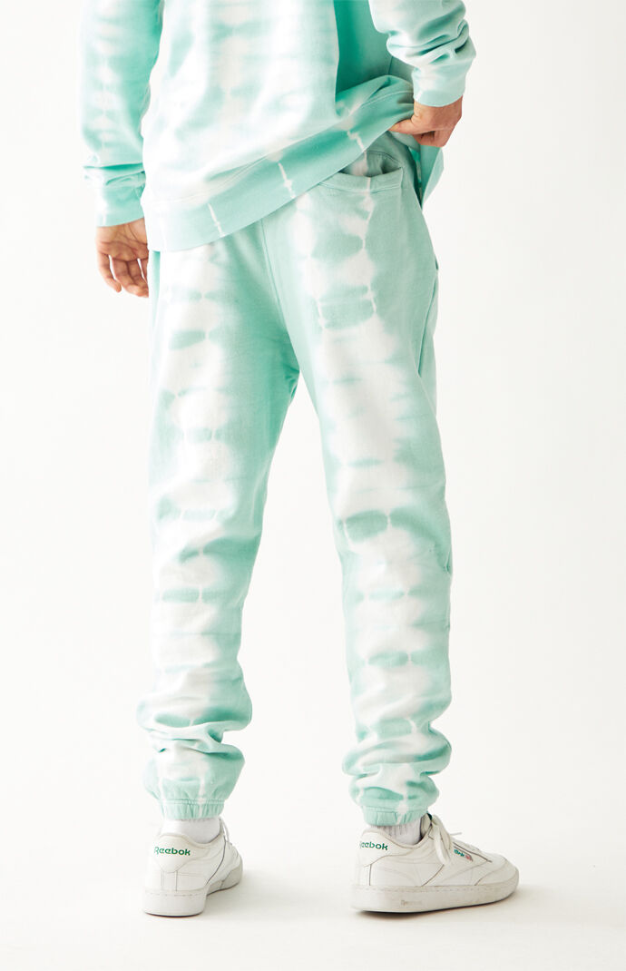 Green Tie-Dyed Fleece Jogger Sweatpants
