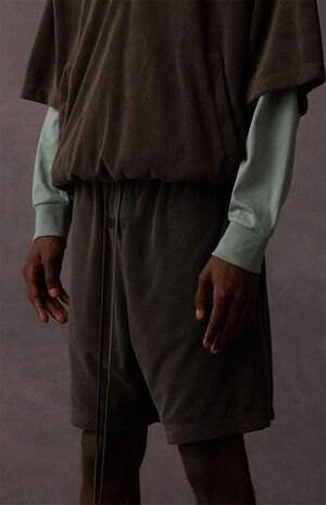 Off Black Terry Cloth Sweat Shorts image number 4