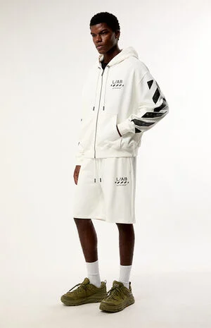 Diagonal Open Hem Jogger Sweat Shorts image number 1