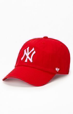 Red NY Yankees Dad Hat image number 4