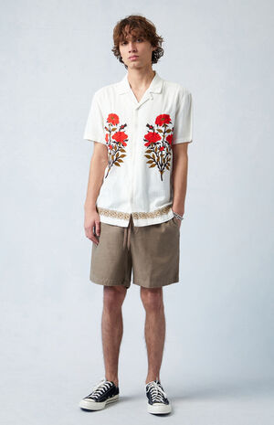 Brown Textured Volley Shorts image number 4