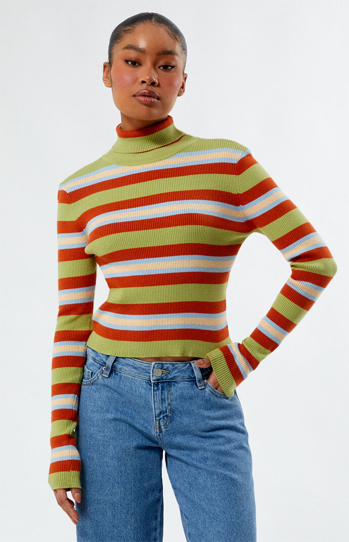 Daisy Street Striped Ribbed Turtleneck Sweater | PacSun